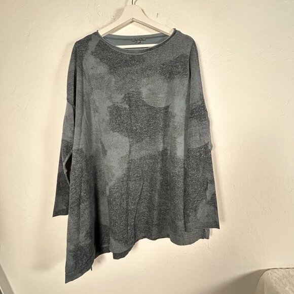 Oska Womens Long Sleeve Grey Tunic Top Size 3 Stretch Oversized Asymmetric Hem - Picture 1 of 8